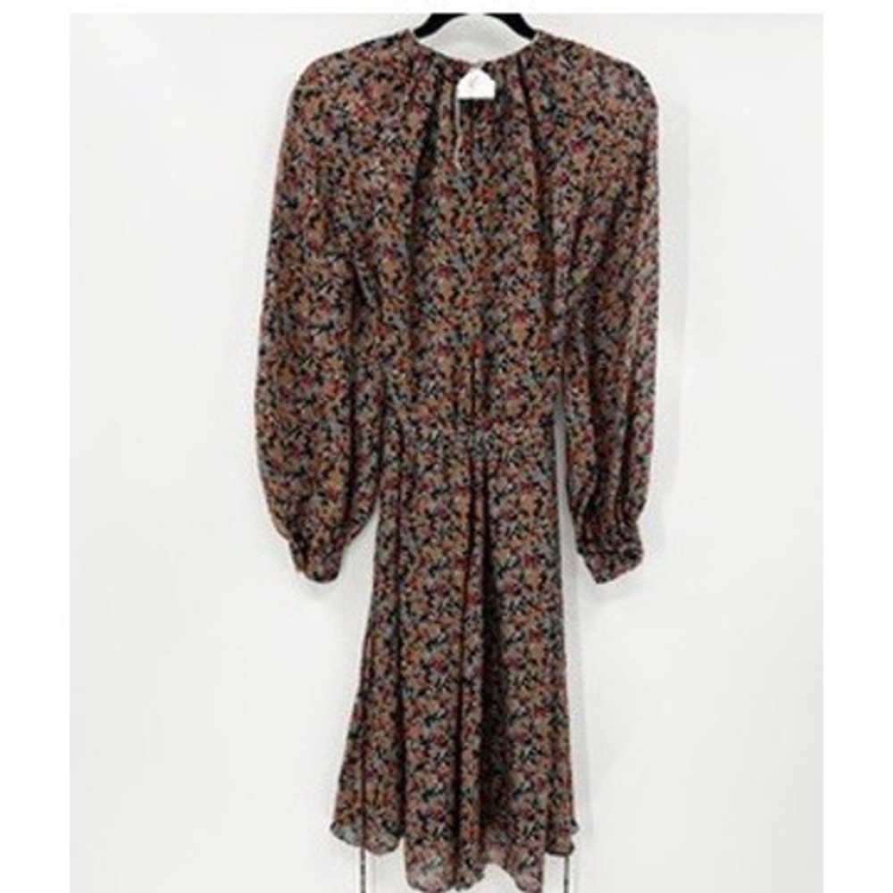 Derek Lam New York Floral Print Long Sleeve Belted Midi Dress Women's - Picture 5 of 7